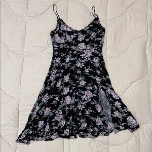 Lulu's Black Dress with Pink Floral Design